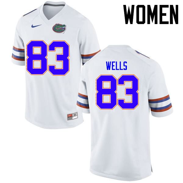 NCAA Florida Gators Rick Wells Women's #83 Nike White Stitched Authentic College Football Jersey XKF6564WD